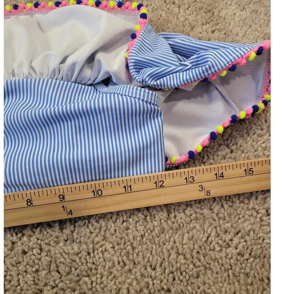 Tommy Bahama Girls Bikini Top 12 Coastal Resort Pom Pom Stripe